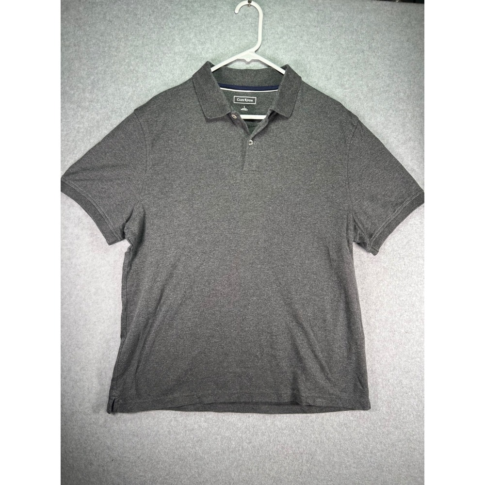 Club Room Mens L Gray Short Sleeve Polo Shirt Large Charcoal Gray Golf Casual
